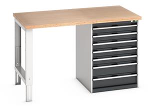 Bott Cubio Pedestal Bench with MPX Top & 7 Drawers - 1500mm Wide  x 900mm Deep x 940mm High. Workbench consists of the following components... 940mm High Benches